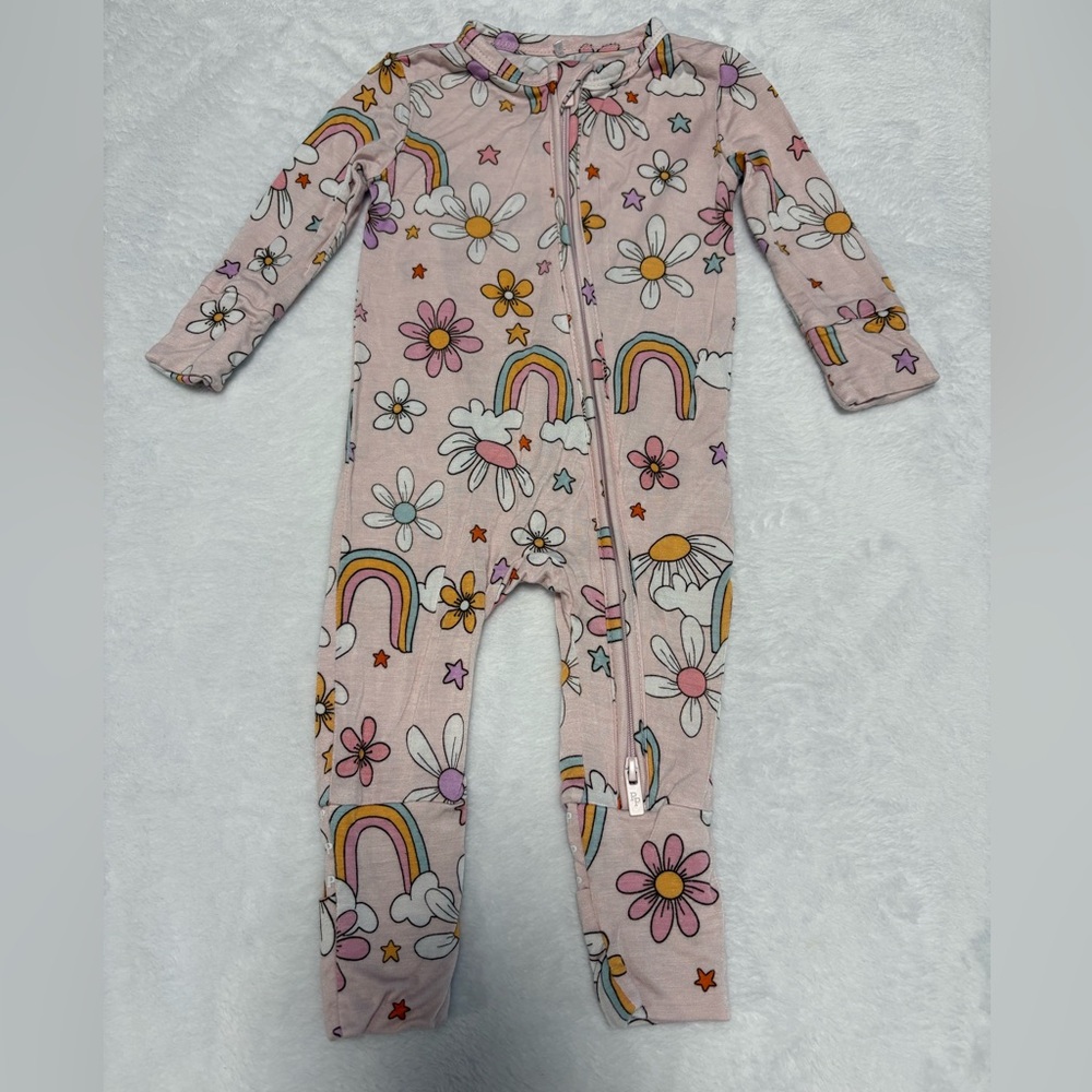 Posh Peanut Talulah Zippy 0-3M Bamboo Sleeper Floral Rainbow EUC